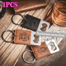 1pc Personalized Leather Bottle Opener, Groomsman Gift, Creative Groomsmen Gift, Wedding Gift, Engraved Bottle Opener Keychain, Custom Bottle Opener Keychain, Logo Bottle Opener, Bottle Opener Keychain, Gifts For Boyfriend, Gifts For Him, Birthday Gift