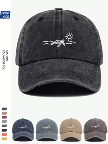 1pc "Beautiful Nature" Frog, Turtle, Mushroom, Cherry Blossom Printed Retro Baseball Cap, Purple, Pink, Black, Curved Brim Soft Top Sun Hat For Men And Women, Casual City, Outdoor Vacation, Comfortable Breathable Sun-Shading Hat, Beach Holiday Hat Loved By Moms