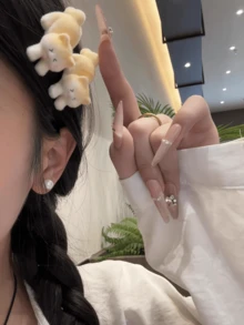 2个可爱甜美迷你橘猫发夹，女士适用，可固定侧刘海和碎发，爪夹，发爪，发夹，发卡，发夹，学生用品，发饰，头部饰品，发卡 - 彩色 - 查看 5