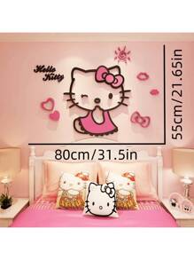 Sanrio ملصق حائط ثلاثي الأبعاد لهالو كيتي قطعة واحدة، ديكور كرتوني لغرف البنات، غرفة النوم، حضانة الأطفال، ديكور منزلي جميل، مناسب لهدايا عيد الميلاد، عيد الهالوين، التخرج