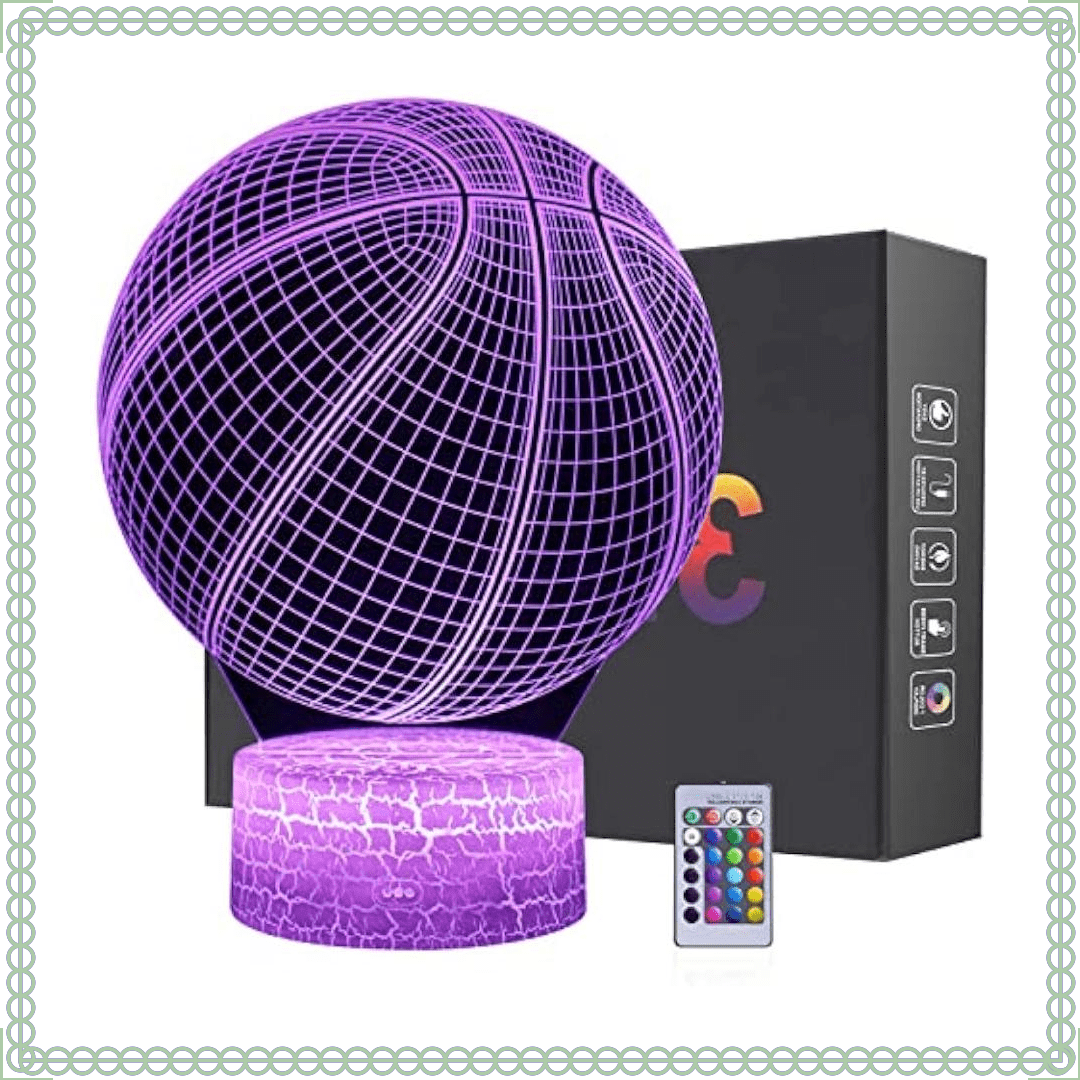 3D Illusion Effect Lamp Light Remote Control RGB Colors&Dimmable Bday Xmas Gift Ideas For  Sport Lovers Kids Teen Boys Girls(Basketball), Basketball Night Light
