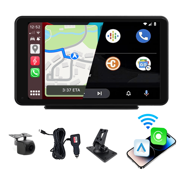 Plimpton, 2024 Car Navigation System Portable, Car Touch Screen Android&Carplay, Carplay Screen For Car Portable 7 Inch, Wireless Car Play, Multimedia, Voice Control, BT, Mirror Link, Suitable For All Vehicles, Cars, Trucks, SUV