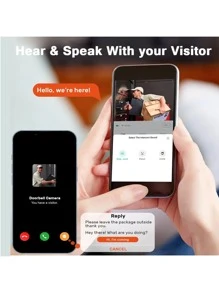 Timbre inalámbrico inteligente, cámara de video para puerta WiFi HD, audio bidireccional, visión nocturna, control remoto por aplicación, montaje autoadhesivo, doméstica, timbre inalámbrico para el hogar, monitoreo de visitantes, diseño portátil