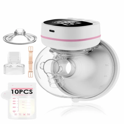 TesoroHogar Extractor de Leche Electrico, Extractor de Leche Pantalla LCD, Sacaleches Eléctrico con 5 Modos y 15 Niveles, Bajo Ruido e Indoloro, Extractor de Leche Portátil, Equipado con funda antipolvo y correa de hombro auxiliar + 10 bolsas de leche de 150 ml, Perfecta Regalo Para Madre Novicia