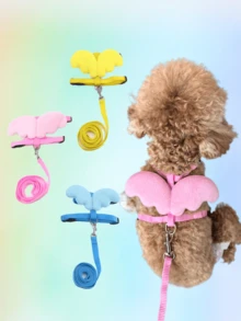 1 套可爱天使宠物狗胸背带和牵引绳套装，小型犬/猫背心式胸背带和牵引绳套装 - 彩色 - 查看 11