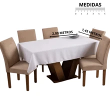 Oxford Tablecloth For 6 Places With Hemmed Finish - Caqui - Ver 2