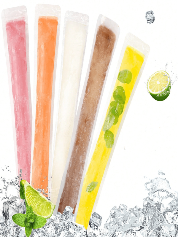 10/50pcs Disposable Ice Popsicle Mold Bags Freezer Tubes With A Funnel With Zip Seals For Healthy Snacks,Yogurt Sticks,Juice & Fruit Smoothies,Ice Candy Pops