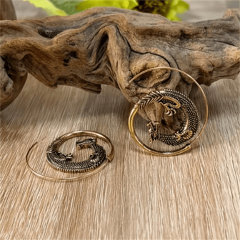 1 Pair Vintage Creative Spiral Dragon Hoop Earrings, Fashion Personalized Party Jewelry Gift For Women