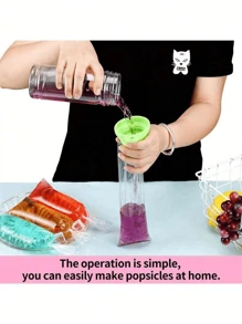 50/100 قطعة أكياس لولي بوب بحجم 30 سم * 5.5 سم مع قمع، أكياس بلاستيكية لحفظ الآيس كريم والحلوى بشكل مستطيل مع إغلاق ذاتي، متينة وحافظة للطراوة، قمع واسع الفم لصنع آيس كريم ، زبادي ، حلوى ، للحفلات ، السفر ، الزفاف ، عيد الميلاد ، التخرج ، حفلة عروس ، مطبخ ، تخزين ، ديكور ، خارجي