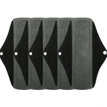 Paquete de 7 piezas de almohadillas de cuidado nocturno extra largas y extra gruesas para mujeres - Almohadillas sanitarias reutilizables a prueba de fugas, suaves y lavables de fibra de bambú con carbón activado, almohadillas menstruales de flujo abundante, almohadillas de apoyo para incontinencia leve, color negro - Multicolor - Ver 14