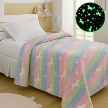 Children's Magic Blanket Glow In The Dark Fluorescent Blanket 2.00x1.50 MTS - Kỳ lân nhiều màu sắc - Xem 1