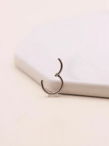 1 pieza Aro de nariz y oreja de segmento alto, aro de septum, aro de septum de 16G 1.2MM grosor, joyería de moda para perforaciones - Plateado - Ver 17