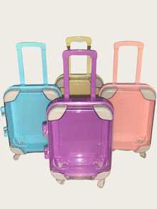 1pc Mini Transparent Pull Rod Suitcase, Realistic Storage Mini Travel Suitcase, Novel Good Item, Gift Or Self-Use, Party Favors, Rewards, Graduation Gifts (Add Mini Cartoon Hamster DIY Set) - Multicolor - View 2