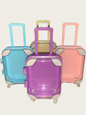 1pc Mini Transparent Pull Rod Suitcase, Realistic Storage Mini Travel Suitcase, Novel Good Item, Gift Or Self-Use, Party Favors, Rewards, Graduation Gifts (Add Mini Cartoon Hamster DIY Set)