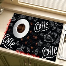 1pc Coffee Cup & Dish Drying Mat, Espresso Machine Countertop Absorbent Pad, Coffee Theme Bathroom Vanity Draining Mat, Soft Faucet Absorbent Pad, Vanity Cup Mat, Kitchen & Bathroom Accessories