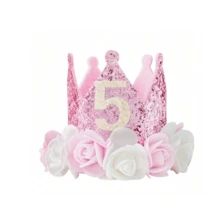 Birthday 1st -5years Pink & Gold Headband Decorations For Girl Gifts Rose Gold Baby Pink Crown Party One Year Old Princess - Gold - View 18