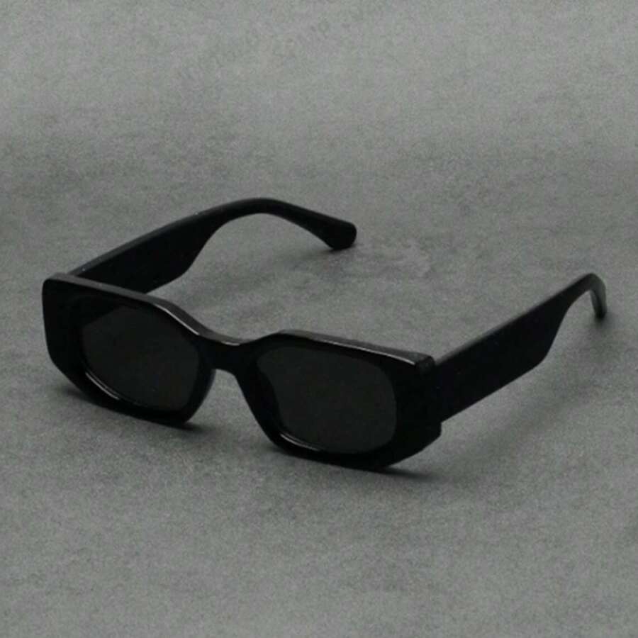1/3 件黑色矩形奢华镜框太阳镜简约眼镜厚框设计师眼镜适合日常生活 - 黑色 - 查看 1