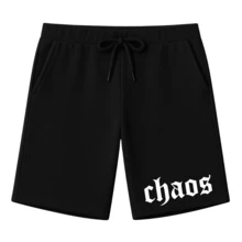Conjunto Masculino Chaos Estampa Camiseta 100% Algodão + Short  Masculino Verão Kit 2 Peças Lançamento - Vermelho - Visão 3