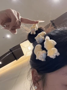 2个可爱甜美迷你橘猫发夹，女士适用，可固定侧刘海和碎发，爪夹，发爪，发夹，发卡，发夹，学生用品，发饰，头部饰品，发卡 - 彩色 - 查看 4