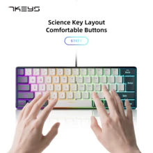 60% Compact Wired Keyboard, 61 Keys Membrane Keyboard, RGB Backlit, Mini Portable Office Computer Keyboard For Windows Tablet And Laptop, White And Grey - G61-white Gray - View 11