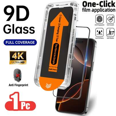 Yezodawee 1片高清透明钢化玻璃屏幕保护膜，包含安装工具和自动对齐工具，兼容 17 Pro Max/17 Pro/17 Air/17/16 Pro Max/16 Pro/16 Plus/16E/16/15 Pro Max/14 Pro Max/13 Mini/12/11系列，全覆盖，防摔，防刮，9H硬度钢化玻璃膜保护膜