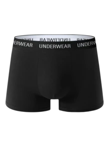 5 Stück/Pack Herren einfarbige Premium Schwarz Boxershorts, bequeme Boxershorts, Lässig Unterwäsche, Große Größen - Schwarz - Übersicht 2