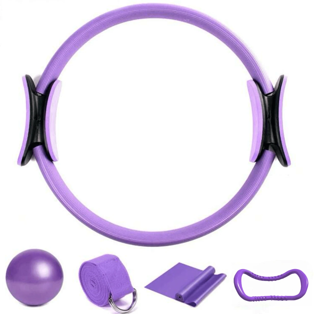 1 Set Of Pilates Training Equipment, 5-Piece Pilates Trainer Set Including: Pilates Ring, Pilates Resistance Band, Yoga Stretching Strap, Yoga Stretch Ring, 25cm Matte Anti-Burst Yoga Ball. Women's Home Pilates Equipment For Fitness Sculpting And Elastic Stretching. Ideal Gift For Yoga Enthusiasts And Auxiliary Fitness Gear For Gyms, Home Use, And All Genders. - Multiple Colors - View 1
