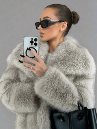GDDYIN Women's New Solid Color Soft Faux Fur Short Jacket, High-End Elegant For Dates, Winter