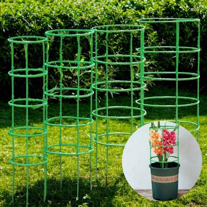 30 piezas (10 capas) Anillos de soporte de plantas verdes apilables, anillos de apoyo de cúter extraíbles para flores y plantas en maceta, mejora la estabilidad de las plantas