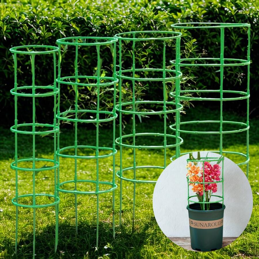 30/60 个（10 层）绿色可堆叠植物支撑环，可拆卸花盆支撑环，用于花卉和攀缘植物，增强盆栽植物的稳定性 - 綠色 - 查看 1