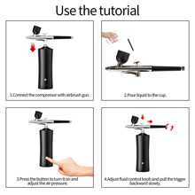 Airbrush Kit With Compressor - 30PSI High-Pressure, Non-Clogging Air Brush Set Corded Rechargeable With 0.3mm Nozzle And Cleaning Brush For , Painting, And Cake Decorating ﻿ ﻿
