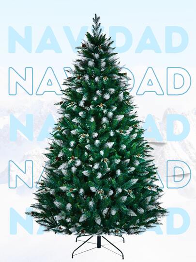 Árbol de Navidad Nevado 800 Ramas Frondosas 190 Centímetros de Alto Soporte Base de Hierro Ideal para Acompañar con Esferas, Luces Navideñas LED, Moños, Guirnalda Decoración para el Hogar
