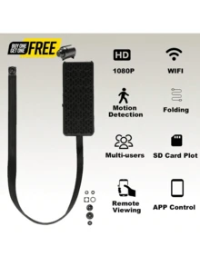 1080P HD Mini WIFI DIY Camera With 8 Buttons Inclusion For Free, Motion Detection, Support Up To 128GB SD Card (Not Included), Wireless Connection, APP Control, Auidio & Video Recording, 120 Degree Wide Angle Recording, USB Charging, Suitable For Indoor Home And Office Surveillance - 黑色 - 查看 1