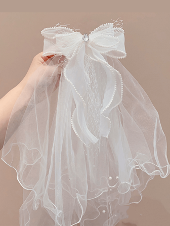 1 st. ny vit hårspänne för brudslöja, hårspänne för barn, huvudbonad i pärlnät för flickor, romantiskt huvudbonad för brudeflicka/brudtärna, lämplig för bröllop, föreställningar, fester, elegant håraccessoar för flickor