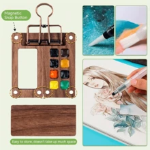 5 قطع طقم صغير محمول لألوان المائية، مع منطقة خلط متكاملة، طقم رسم سفر بلاستيكي، مشابك وفرش ألوان مائية، للفنانين، صندوق فارغ - ملحقات سهل الحمل للرسم والتلوين في الهواء الطلق - متعدد الألوان - مشاهدة 7