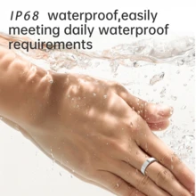 SIMSONLAB IP68级防水智能戒指，极简设计，运动模式，计步器，玫瑰金，手机控制，男女通用，礼品，窄带 - 黑色 - 查看 4