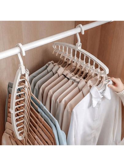 1pc Space-Saving Multi-Functional Clothes Hanger, Plastic Wardrobe Organizer, Portable And Foldable Clothes Hanger For Closet Storage, Travel Essentials