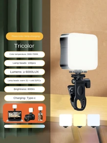 Luce per selfie ricaricabile, Luce di riempimento per telefono con molletta, Luce video portatile e rimovibile con molletta per selfie, trucco, live streaming, compatibile con iPhone, Android, iPad, smartphone, Luce LED portatile dimmerabile, per fotografia, selfie, registrazione video, videoconferenze