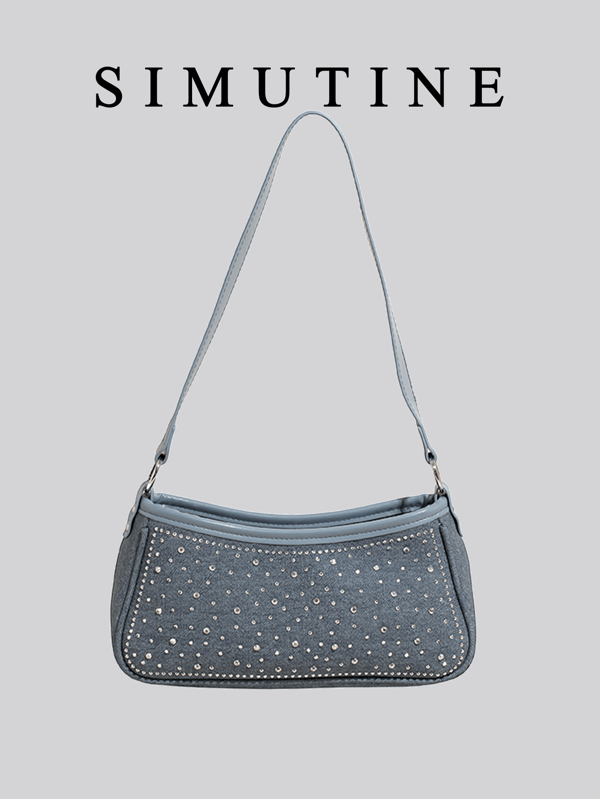 Bolsa de ombro feminina SIMUTINE Fashion com decoração de strass, bolsa versátil para uso no trabalho e deslocamento, bolsa transversal com alça ajustável