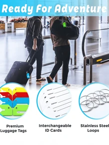 Luggage Ties Luggage Tag Set, Travel Adjustable Suitcase Straps Silicone Luggage Tags With Name, ID Card Men And Women Luggage Straps Adjustable Belts, Luggage Fixing Straps, Luggage Straps With Silicone Luggage Tags, Suitable For All Bags And Luggage, 8 Colors To Choose From, Suitable For Home, Office, School, Travel, Business