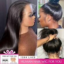 200% Density Straight Lace Front Wigs Human Hair 4*4 5*5 13x6 13x4 HD Transparent Lace Front For Glueless Brazilian Virgin Hair Glueless Wig Human Hair Pre Plucked With Baby Hair Hairline