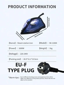 SOKANY 1 pezzo Ferro da stiro a vapore ad alta potenza da 1600W, Stiratore portatile per indumenti, 5 impostazioni di calore, Serbatoio dell'acqua grande da 190ML, Rimuovi pieghe per uso domestico e da viaggio, Stiratore portatile per indumenti da viaggio per affari