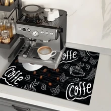 1pc Coffee Cup & Dish Drying Mat, Espresso Machine Countertop Absorbent Pad, Coffee Theme Bathroom Vanity Draining Mat, Soft Faucet Absorbent Pad, Vanity Cup Mat, Kitchen & Bathroom Accessories