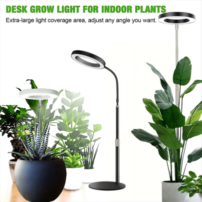 Grow Light LED Plant Light For Indoor Plants Growing Full Spectrum Desk Grow Lamp With Pedestal Automatic Timer For 3H/9H/12H 10 Dimmable Levels, Height Adjustable