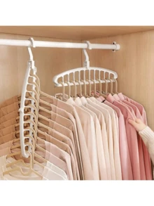 1pc Space-Saving Multi-Functional Clothes Hanger, Plastic Wardrobe Organizer, Portable And Foldable Clothes Hanger For Closet Storage, Travel Essentials - Multicolor - View 5