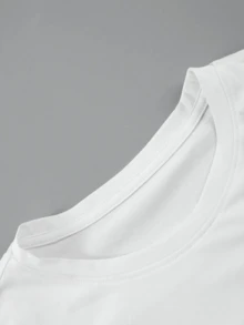 Hombres Camiseta de hombros caídos con estampado floral con slogan - Blanco - Ver 6