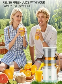 1个可充电电动柑橘榨汁机 | 便携式紧凑设计，塑料材质，适用于橙子、柠檬、青柠，不对称造型，完美榨取新鲜果汁，厨房电器，现代厨具，透明搅拌杯 - 彩色 - 查看 8