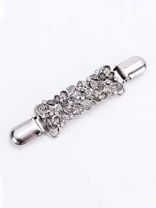 女士复古毛衣开衫领夹、腰带夹、正装衬衫胸针夹、银色花朵图案毛衣披肩夹 - 腰夹、腰带开衫夹、围巾领夹配饰夹和胸针夹，可作为服装礼品