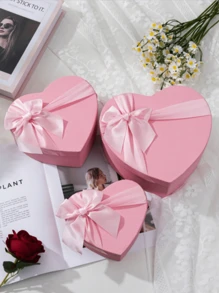 1pc Pink Gift Boxes With Lids For Present Heart Shaped Flower Boxes For Bridesmaid, Proposal, Wedding, Birthday
