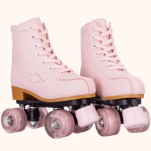 Milky Way Women's Roller Skates, Comfortable PU Leather Pink Purple Light Up Roller Skates, Indoor Outdoor Roller Skates For Beginners - 西瓜粉紅色 - 查看 9